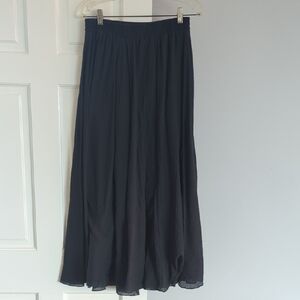 Black Maxi A-Line Pleated Skirt for Work